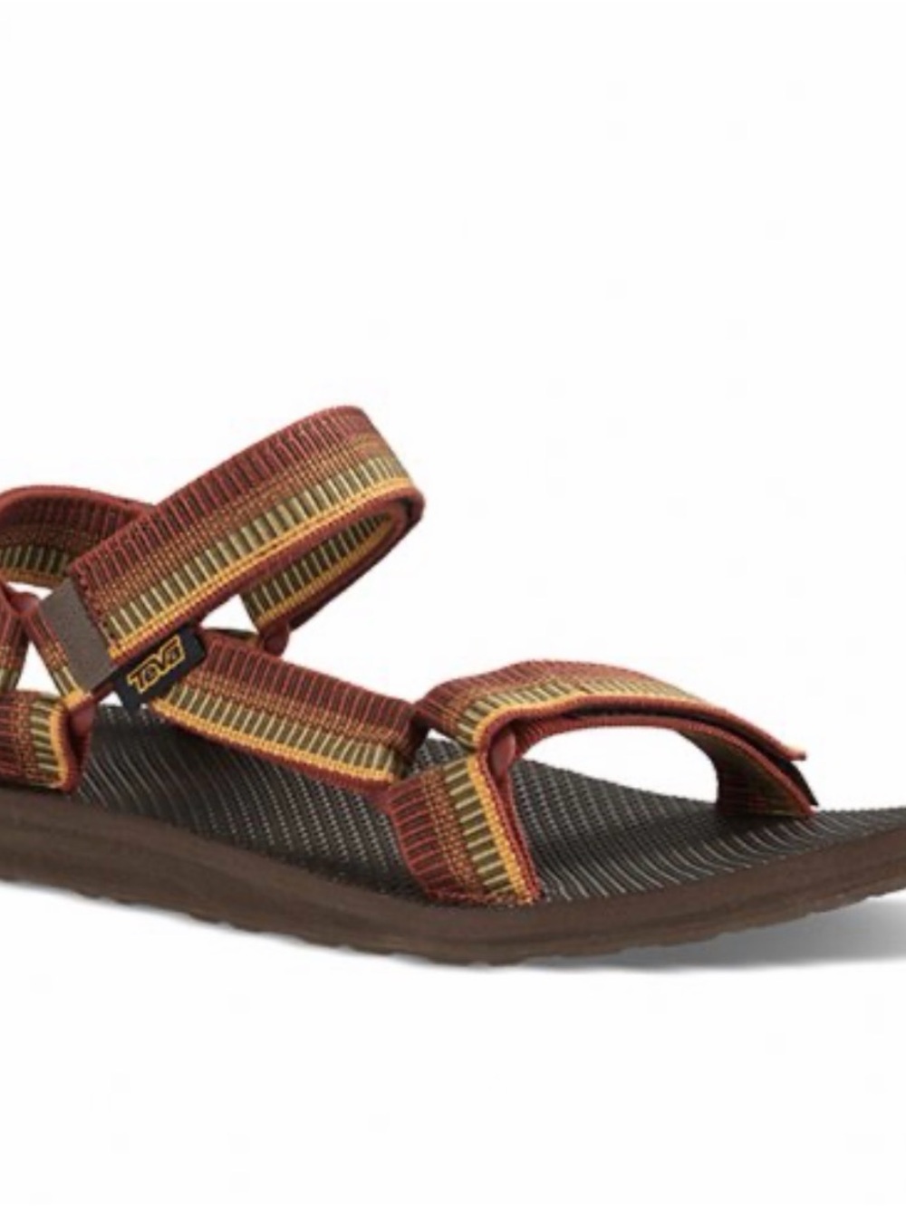 Teva Men's Strappy Sandal in Brown with Red and Yellow Accents